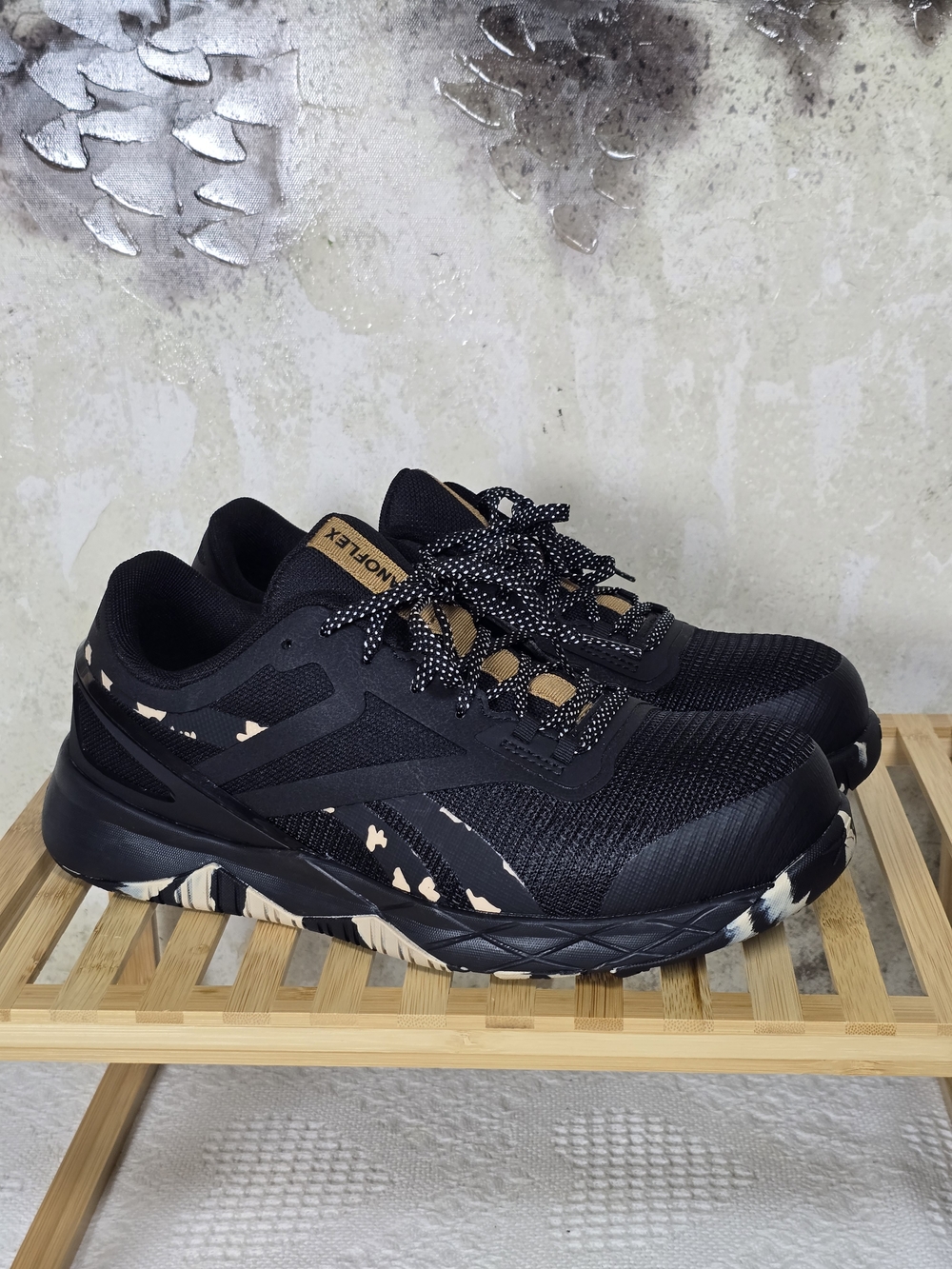 Reebok Nanoflex TR Work RB366 Safety Shoes Black Camo Women’s 9.5W Composite Toe